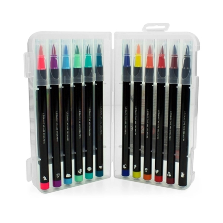 Estuche de 12 rotuladores con punta pincel colores vivos