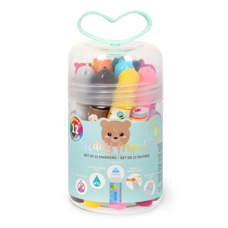 Bote de 12 rotuladores de colores Teddy friends