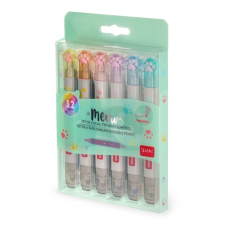 Set de 6 rotuladores fluorescentes pastel de doble punta Meow