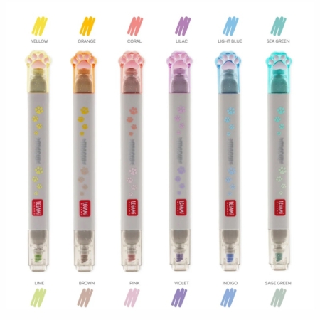 Set de 6 rotuladores fluorescentes pastel de doble punta Meow