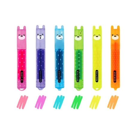 Set de 6 mini-rotuladores fluorescentes Teddy's mood