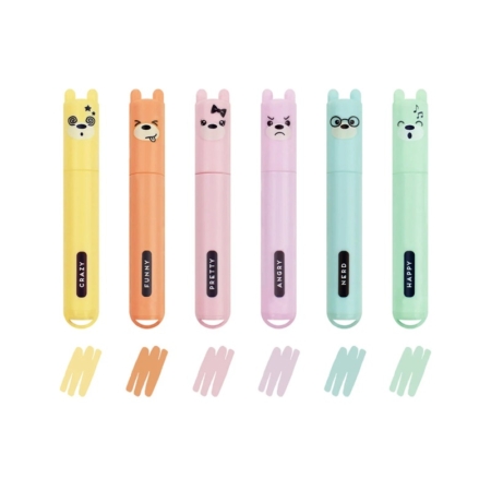 Set de 6 mini-rotuladores fluorescentes Teddy's style
