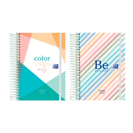 Agenda escolar 2024-2025 Oxford 8º tapa extradura día página Colorblock