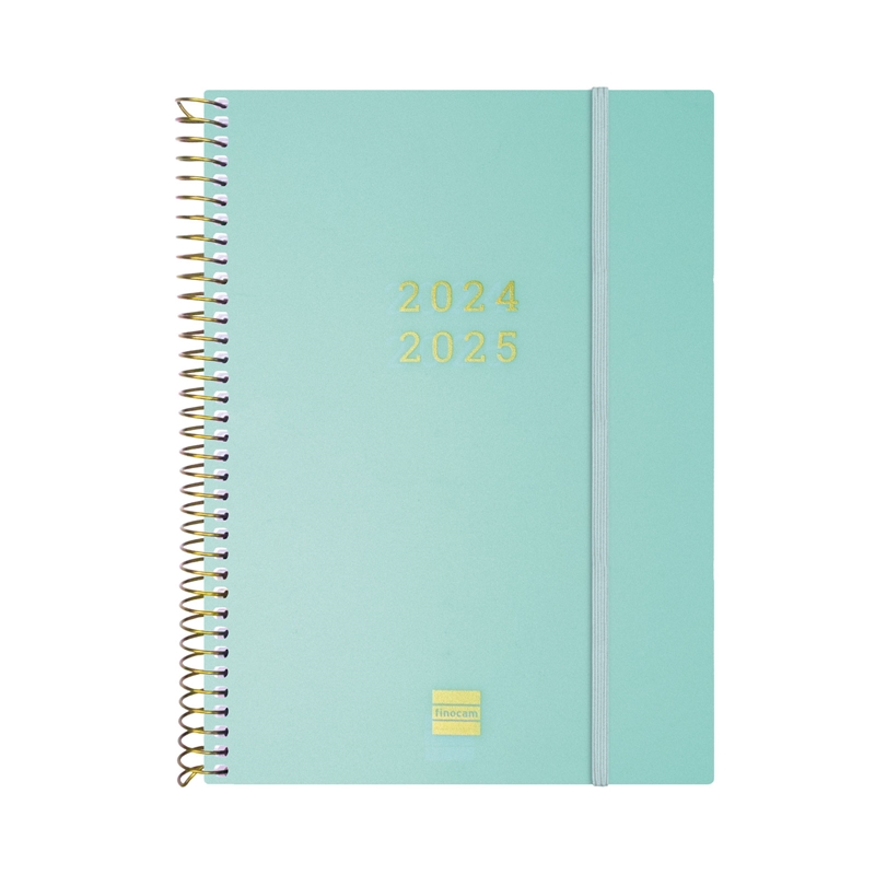 Agenda escolar 2024-2025 Finocam 18 meses E10-155x212 mm semana vista Espiral Turquesa