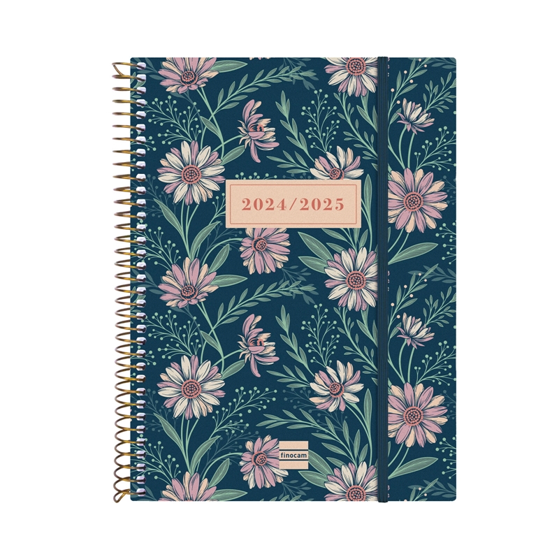 Agenda escolar 2024-2025 Finocam 18 meses E10-155x212 mm semana vista Espiral Daisy