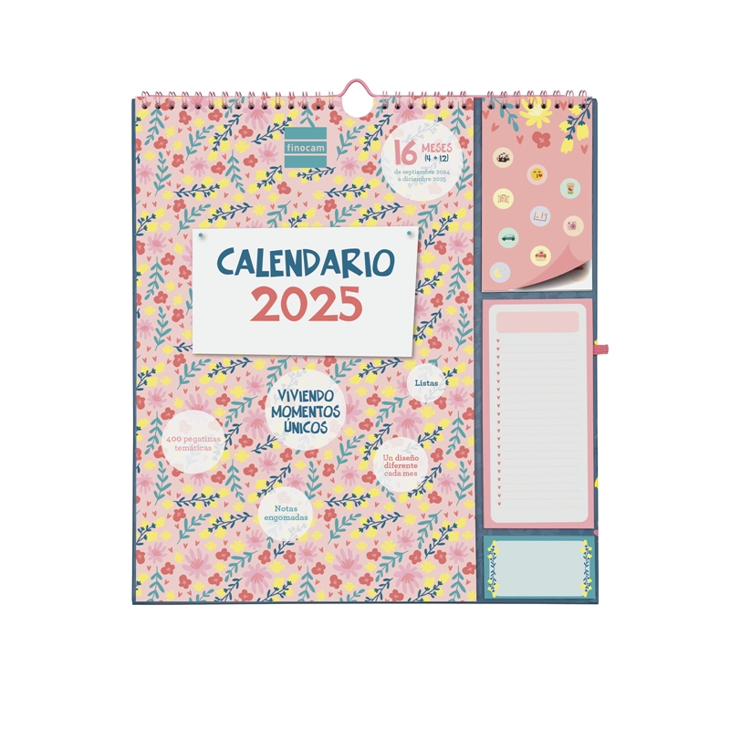Calendario escolar de pared 2024-2025 Finocam 16 meses 300x330 mm mes vista plus vitae