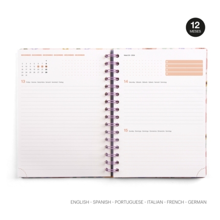 Agenda escolar 2024-2025 Miquelrius Plus 164x218 día página Flowers