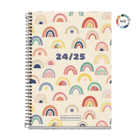 Agenda escolar 2024-2025 Miquelrius Activa 117x174 día página Recycled Rainbow