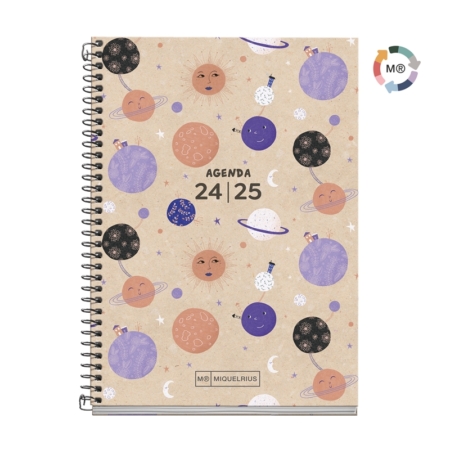 Agenda escolar 2024-2025 Miquelrius Activa 117x174 día página Recycled Planets