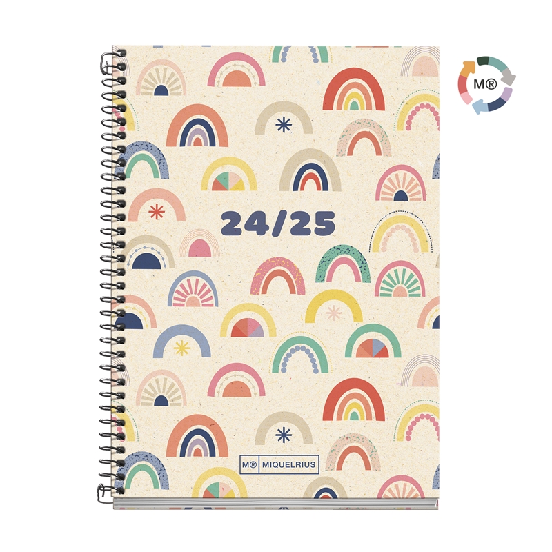 Agenda escolar 2024-2025 Miquelrius Activa 117x174 semana vista Recycled Rainbow