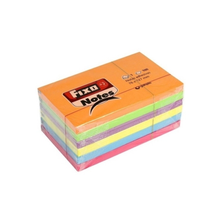 Paquete de 6 tacos de notas adhesivas Fixo 76 x 127 mm neón