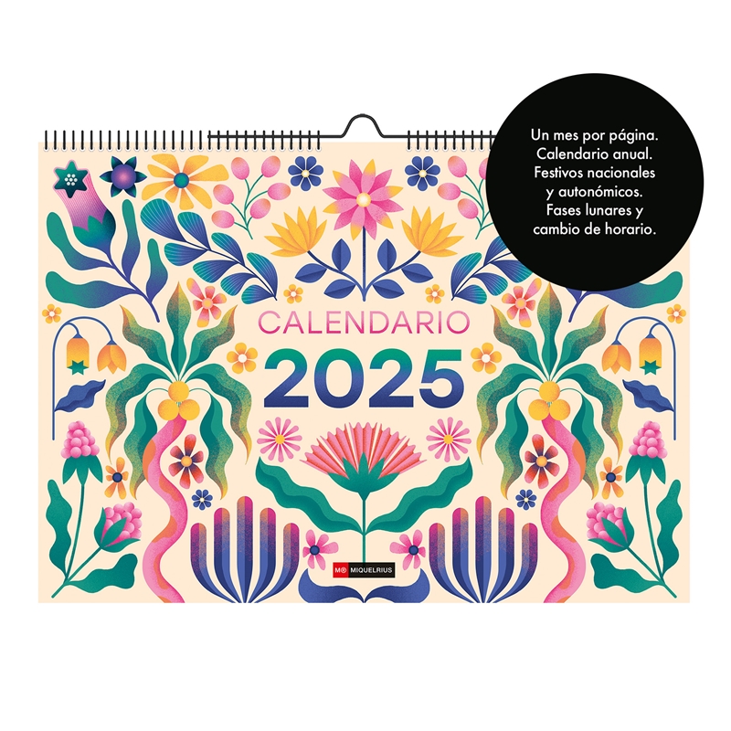 Calendario de pared 2025 Miquelrius A3 flores