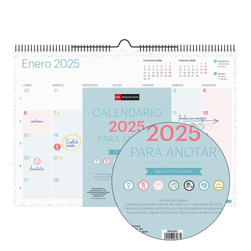 Calendario de pared 2025 Miquelrius A3 lovely