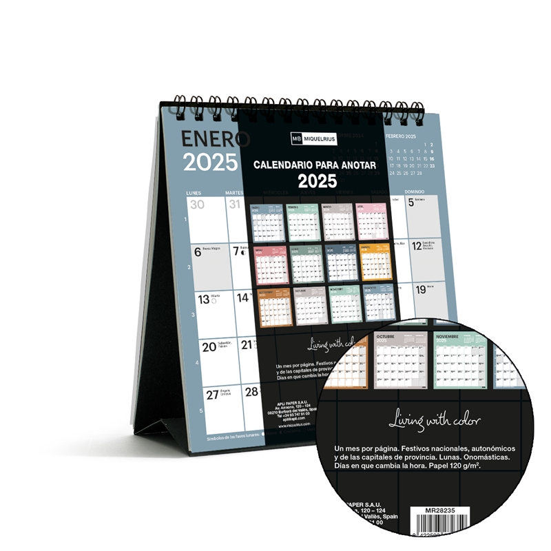 Calendario de sobremesa 2025 Miquelrius 14 x 15 cm chromat