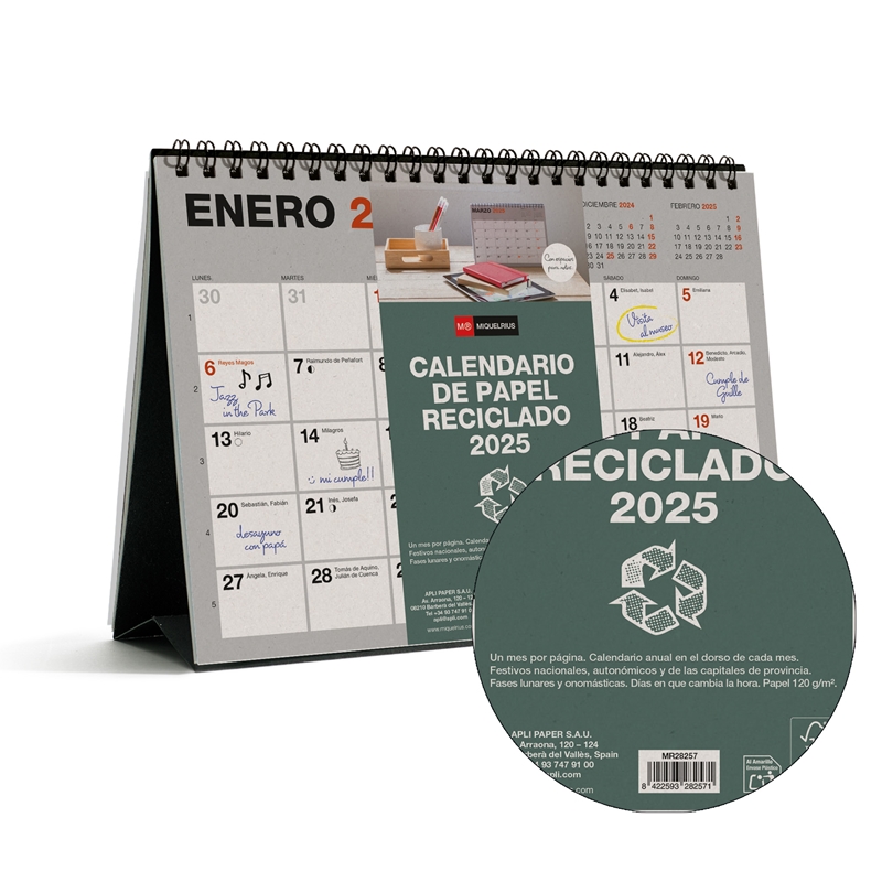Calendario de sobremesa 2025 Miquelrius A5 recycled
