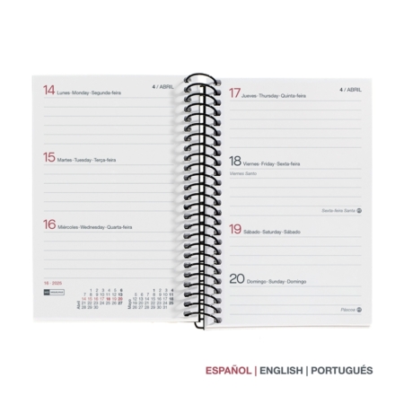Agenda 2025 Miquelrius Caddy semana vista PP City rojo
