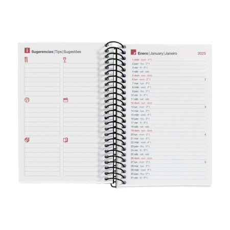 Agenda 2025 Miquelrius Caddy semana vista PP City rojo
