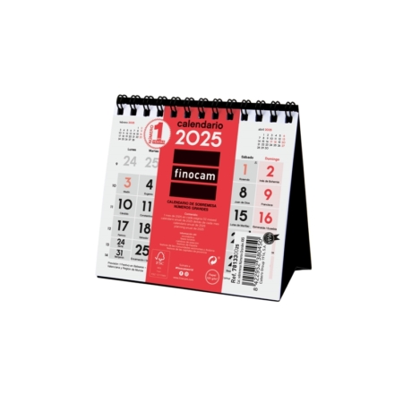 Calendario de sobremesa 2025 Finocam números grandes XXS