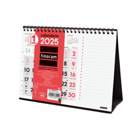 Calendario de sobremesa 2025 Finocam números grandes+notas S