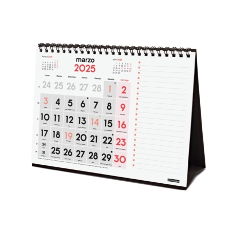 Calendario de sobremesa 2025 Finocam números grandes+notas S