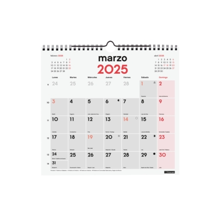 Calendario de pared 2025 Finocam escribir M
