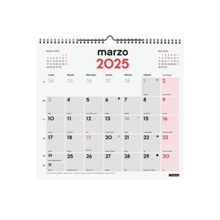Calendario de pared 2025 Finocam escribir L