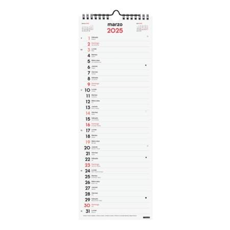 Calendario de pared 2025 Finocam escribir largo L