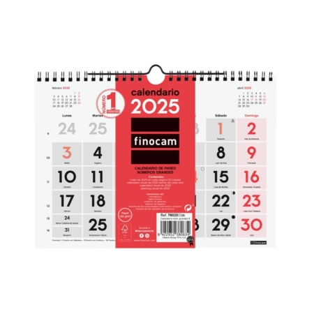 Calendario de pared 2025 Finocam números grandes S