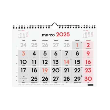 Calendario de pared 2025 Finocam números grandes S