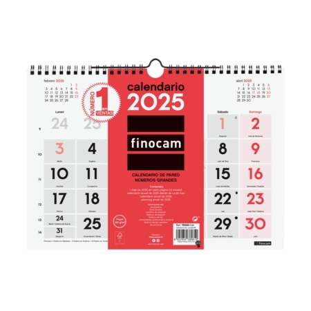 Calendario de pared 2025 Finocam números grandes M