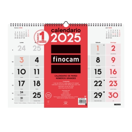 Calendario de pared 2025 Finocam números grandes L