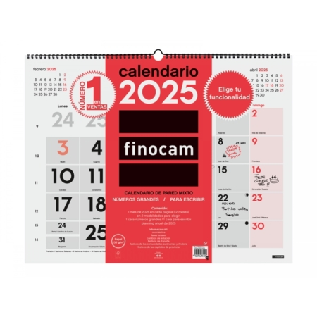 Calendario de pared 2025 Finocam mixto XL