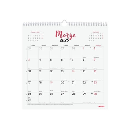 Calendario de pared 2025 Finocam Chic escribir 30 x 30 cm blanco