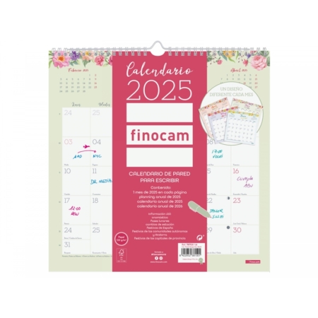 Calendario de pared 2025 Finocam Design escribir 30 x 30 cm