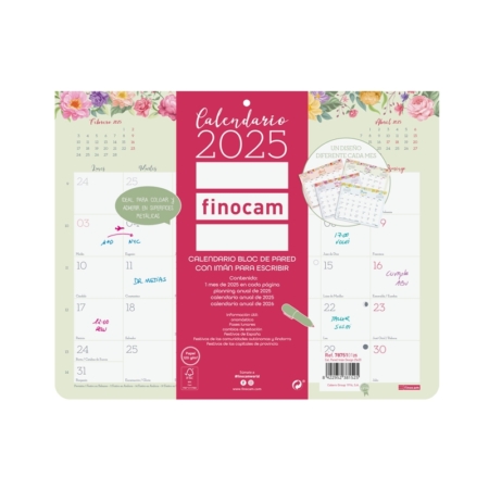 Calendario de pared 2025 Finocam Design bloc iman escribir 25 x 20 cm