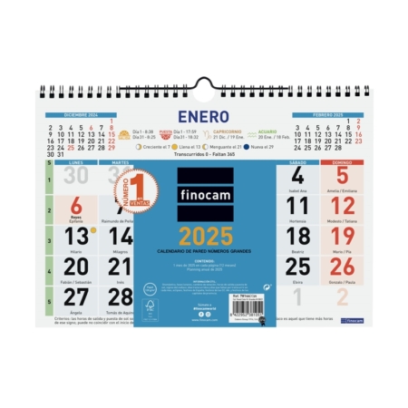 Calendario de pared 2025 Finocam Color números grandes M