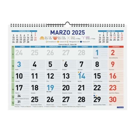 Calendario de pared 2025 Finocam Color mixto L