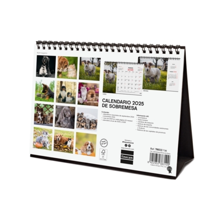 Calendario de sobremesa 2025 Finocam perros y gatos