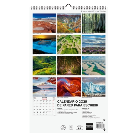 Calendario de pared 2025 Finocam espiral 25 x 40 cm naturaleza