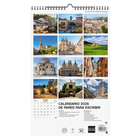 Calendario de pared 2025 Finocam espiral 25 x 40 cm camino