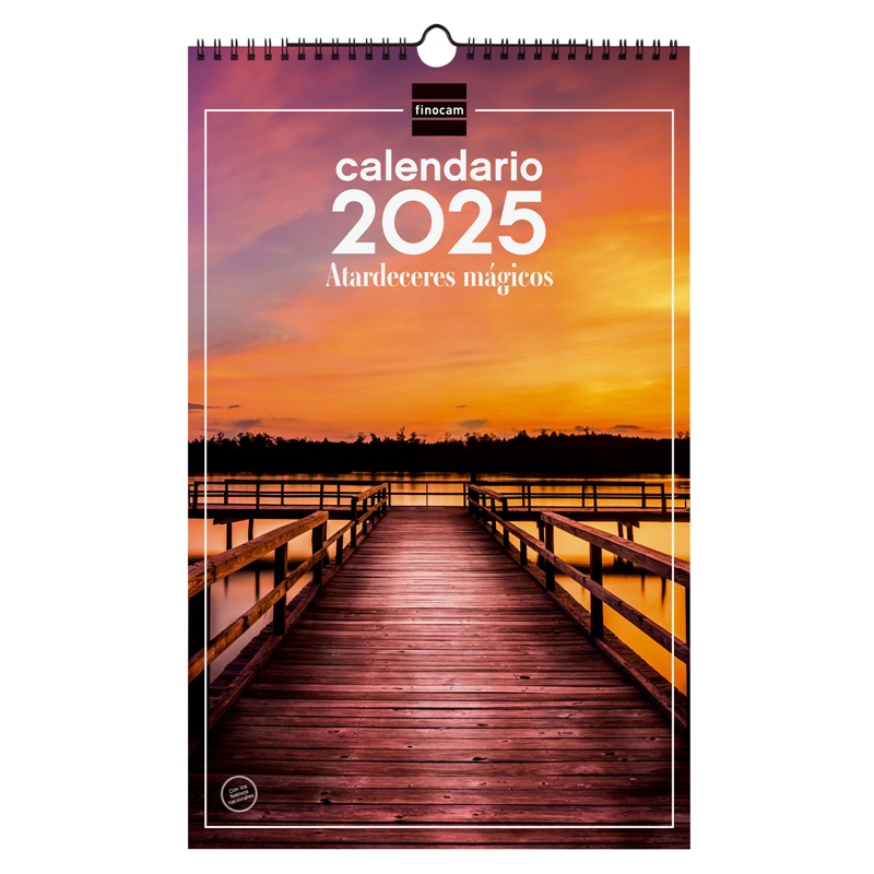 Calendario de pared 2025 Finocam espiral 25 x 40 cm atardeceres