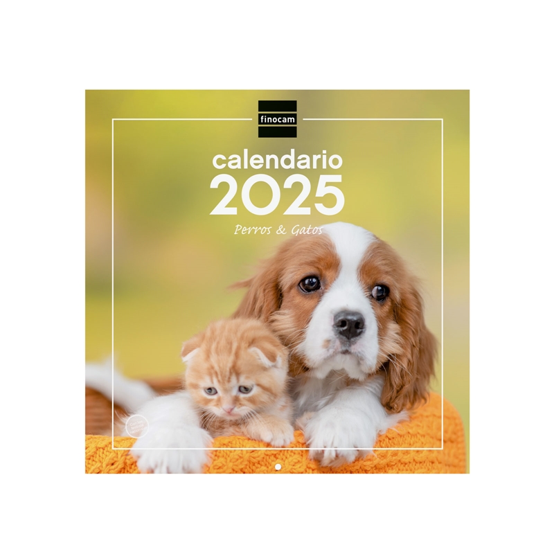 Calendario de pared 2025 Finocam 30 x 30 cm perros y gatos