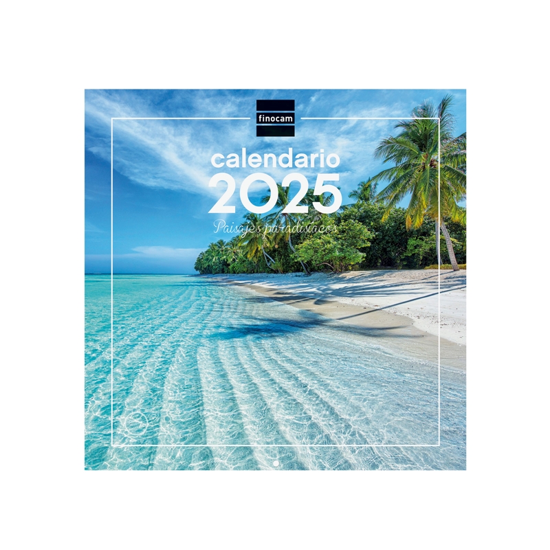 Calendario de pared 2025 Finocam 30 x 30 cm paisajes paradisiacos