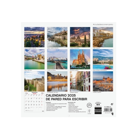 Calendario de pared 2025 Finocam 30 x 30 cm ciudades