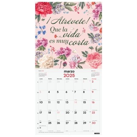 Calendario de pared 2025 Finocam 30 x 30 cm frases