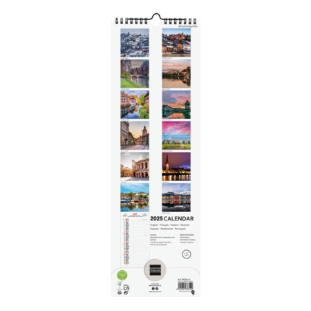 Calendario de pared 2025 Finocam Spiral 15 x 48 cm charming internacional