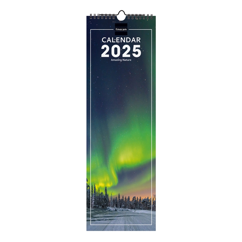 Calendario de pared 2025 Finocam Spiral 15 x 48 cm nature internacional