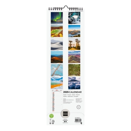 Calendario de pared 2025 Finocam Spiral 15 x 48 cm nature internacional
