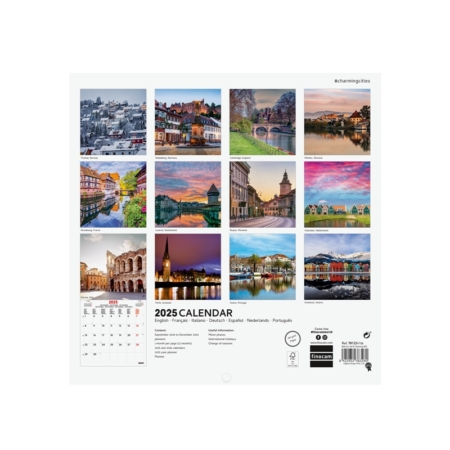Calendario de pared 2025 Finocam 18 x 18 cm charming internacional