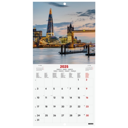Calendario de pared 2025 Finocam 18 x 18 cm London internacional